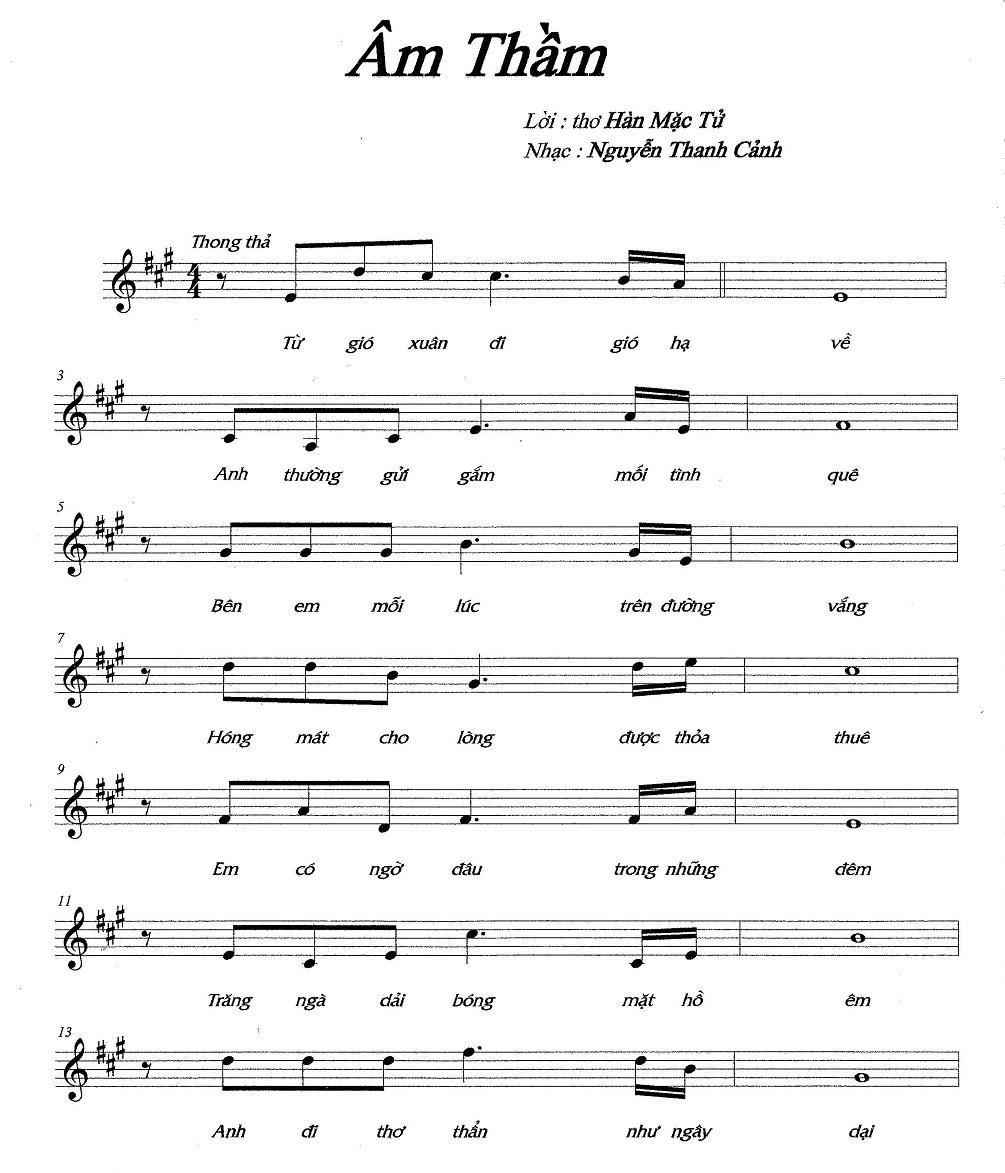 Sheet nhạc Âm Thầm